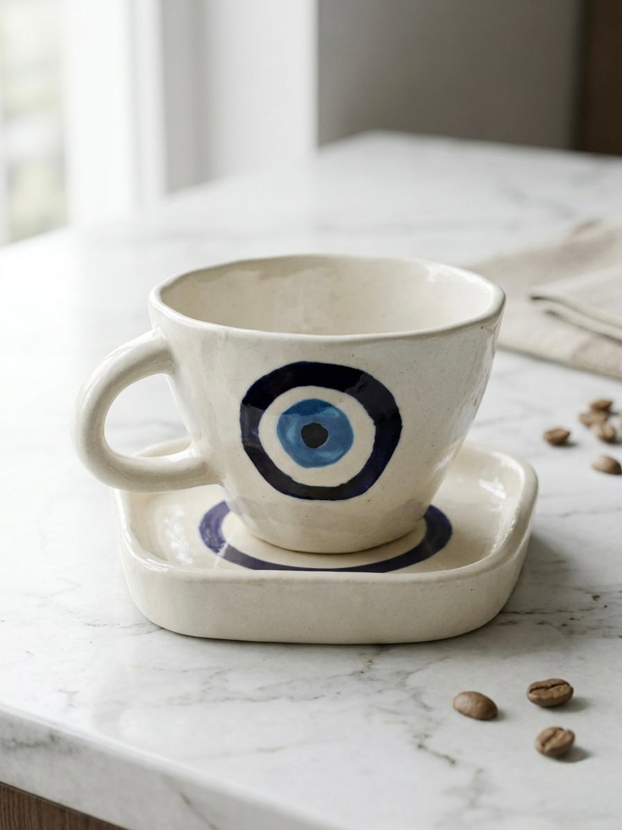 Nazar Chai Mug | Handcrafted Ceramic Mug with Nazar Design by GupShupCups