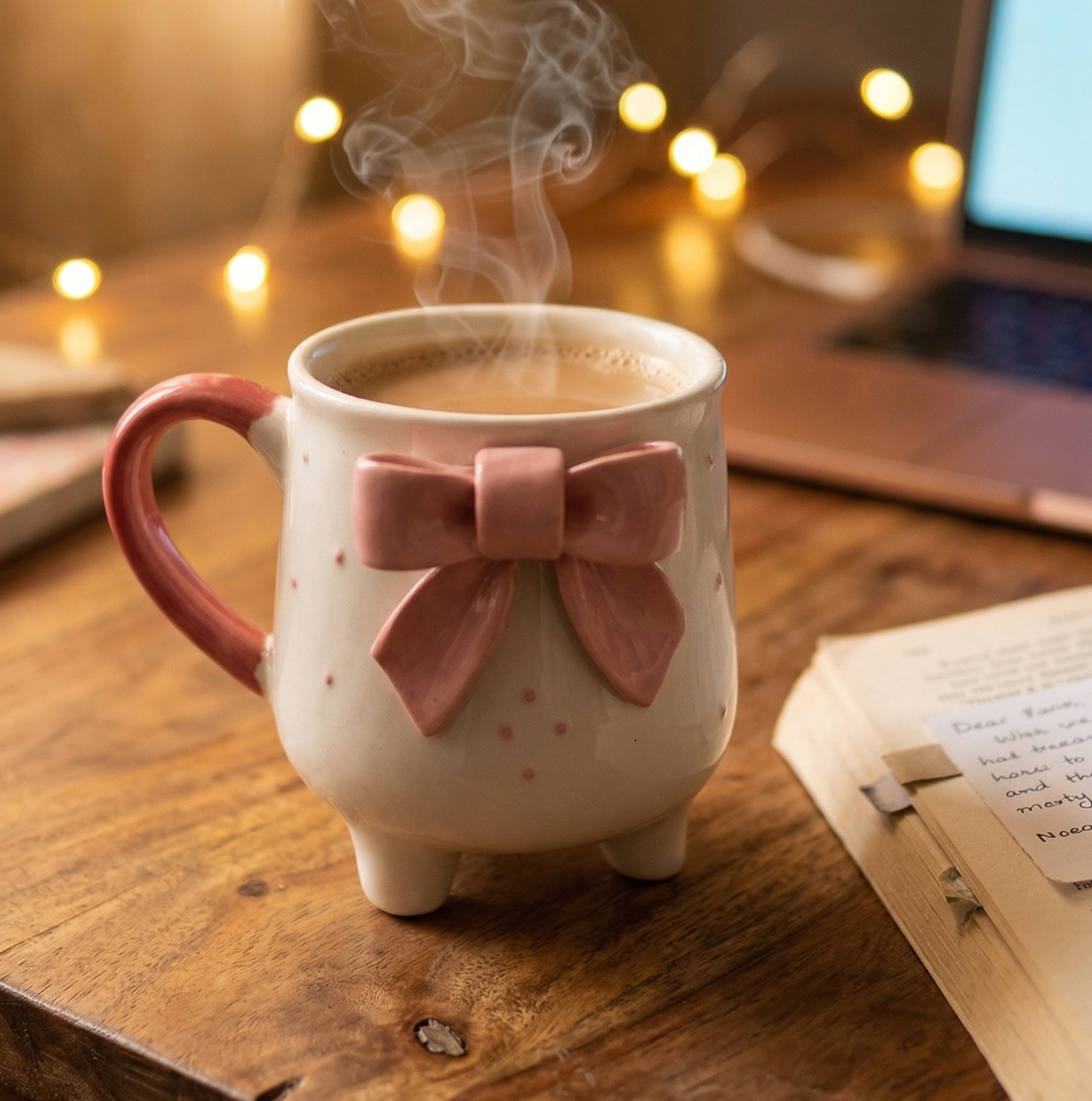 Pink Bow Mug – Cute Aesthetic Ceramic Coffee Mug for Gifting