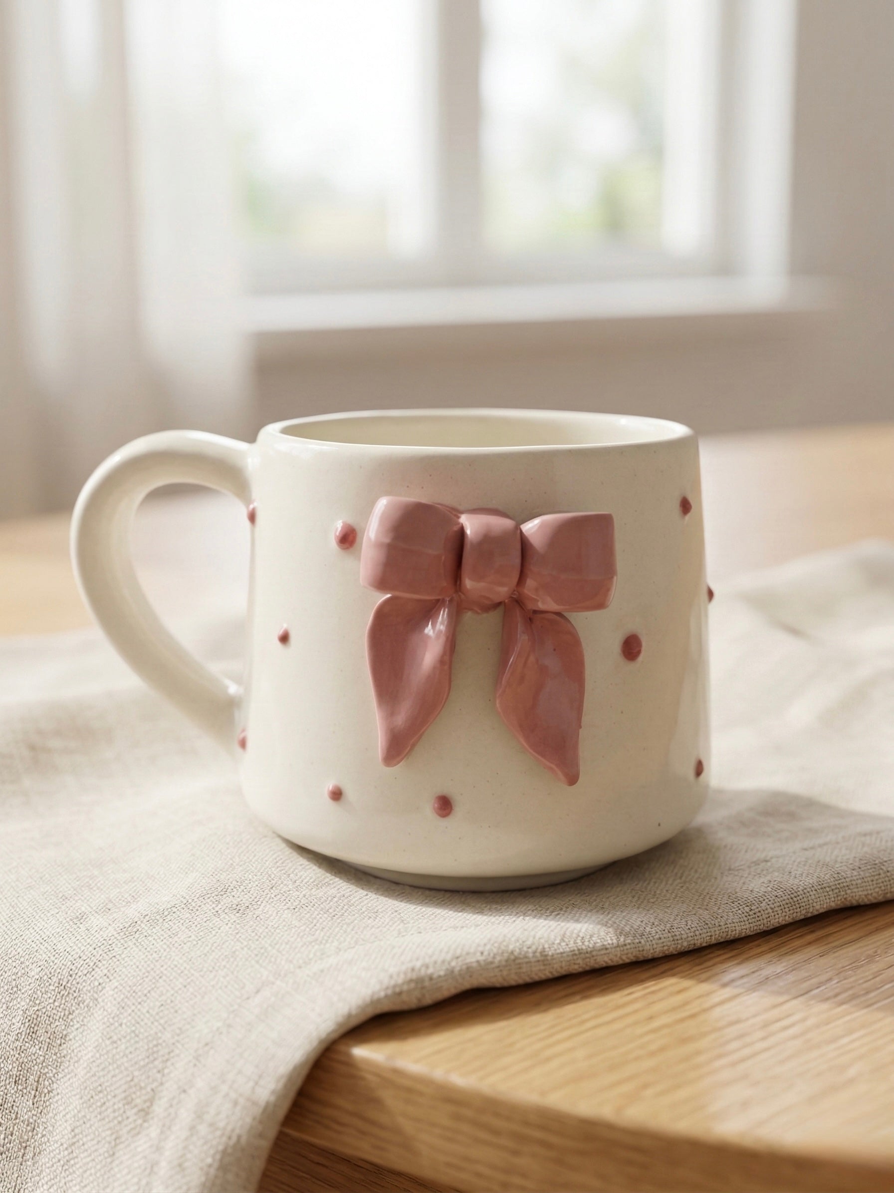 Pink Bow Mug – Cute Ceramic Tea & Coffee Mug for Gifting