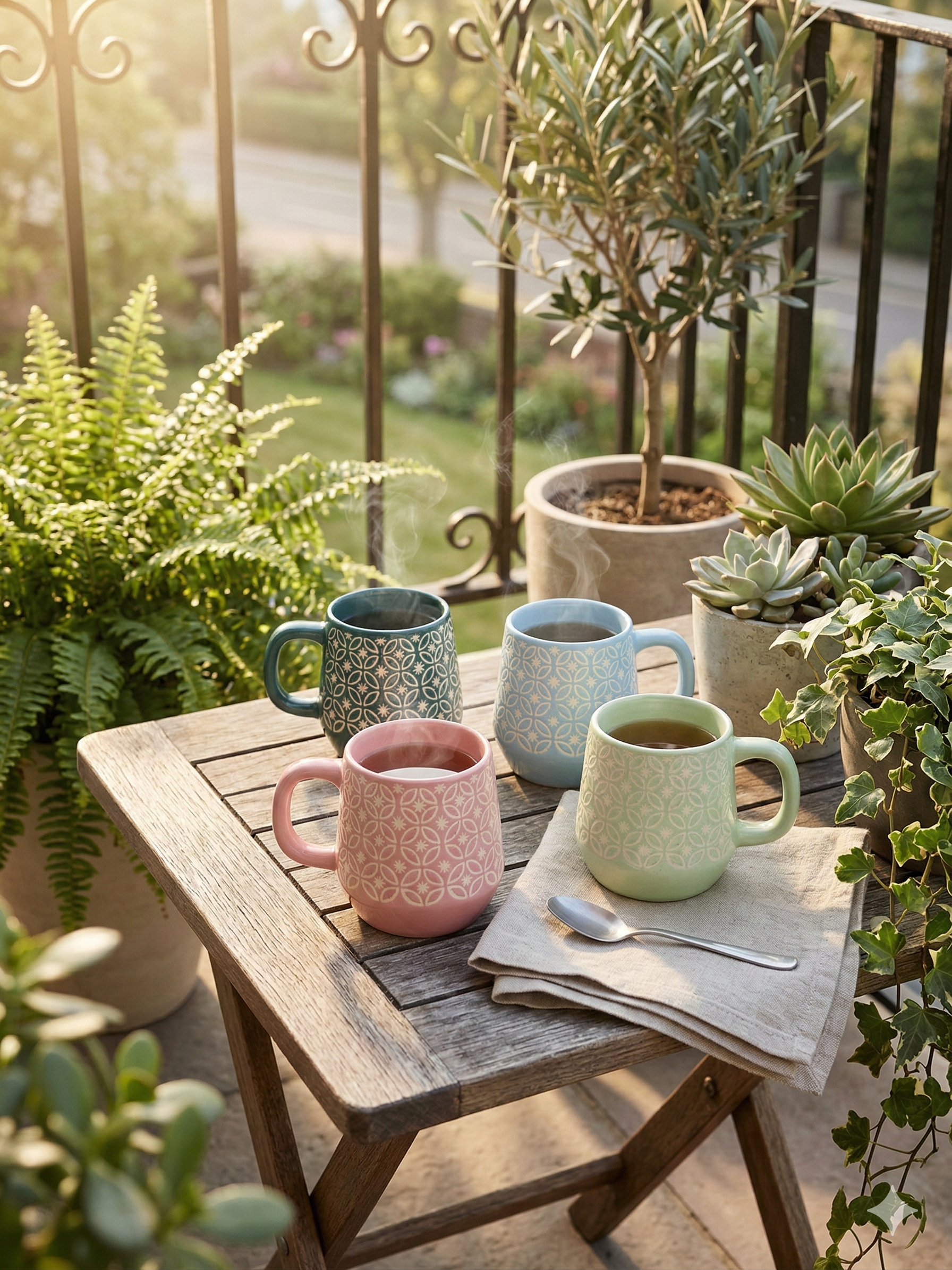 Geometric Print Ceramic Mug Set of 4 – Premium Tea & Coffee Mugs for Gifting