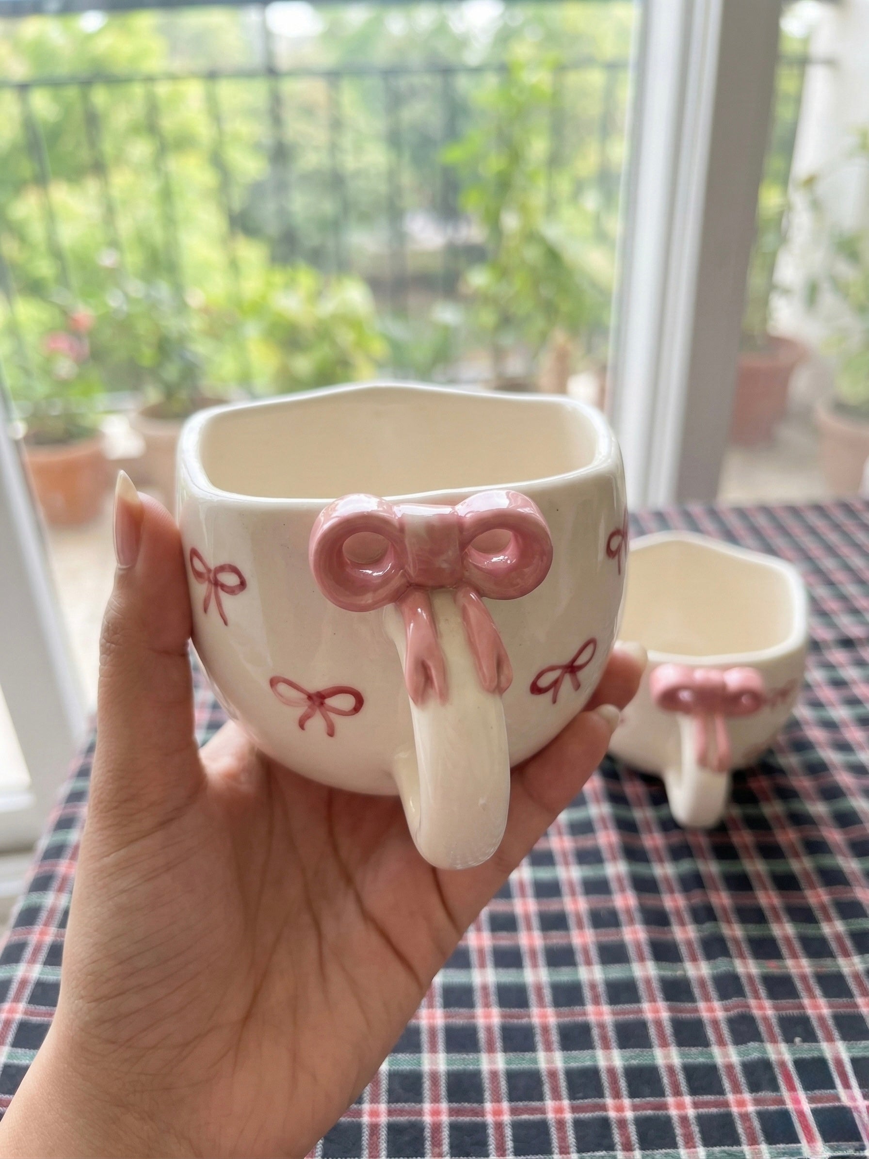 Bow Cup Set of 2 – Cute Ceramic Coffee & Tea Cups for Gifting