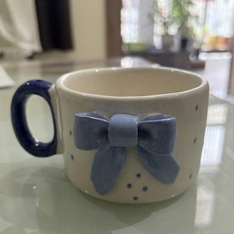 Blue Bow Mug – Cute Aesthetic Coffee Mug for Gifting