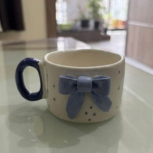 Blue Bow Mug – Cute Aesthetic Coffee Mug for Gifting