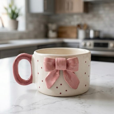 Pink Bow Mug – Cute Aesthetic Coffee Mug for Gifting