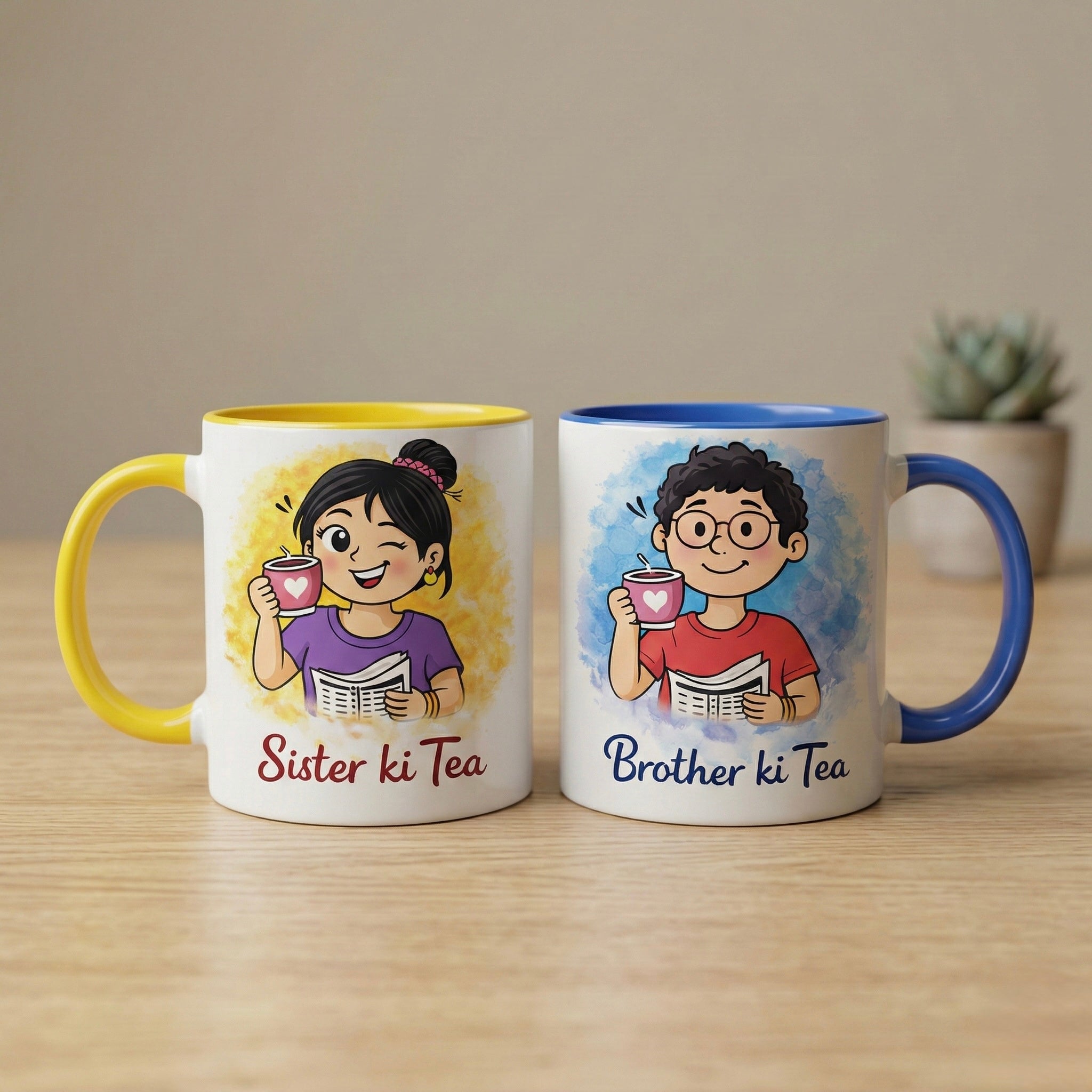 Brother Sister Mug Set of 2 – Ceramic Sibling Gift Set | Rakhi Mug India