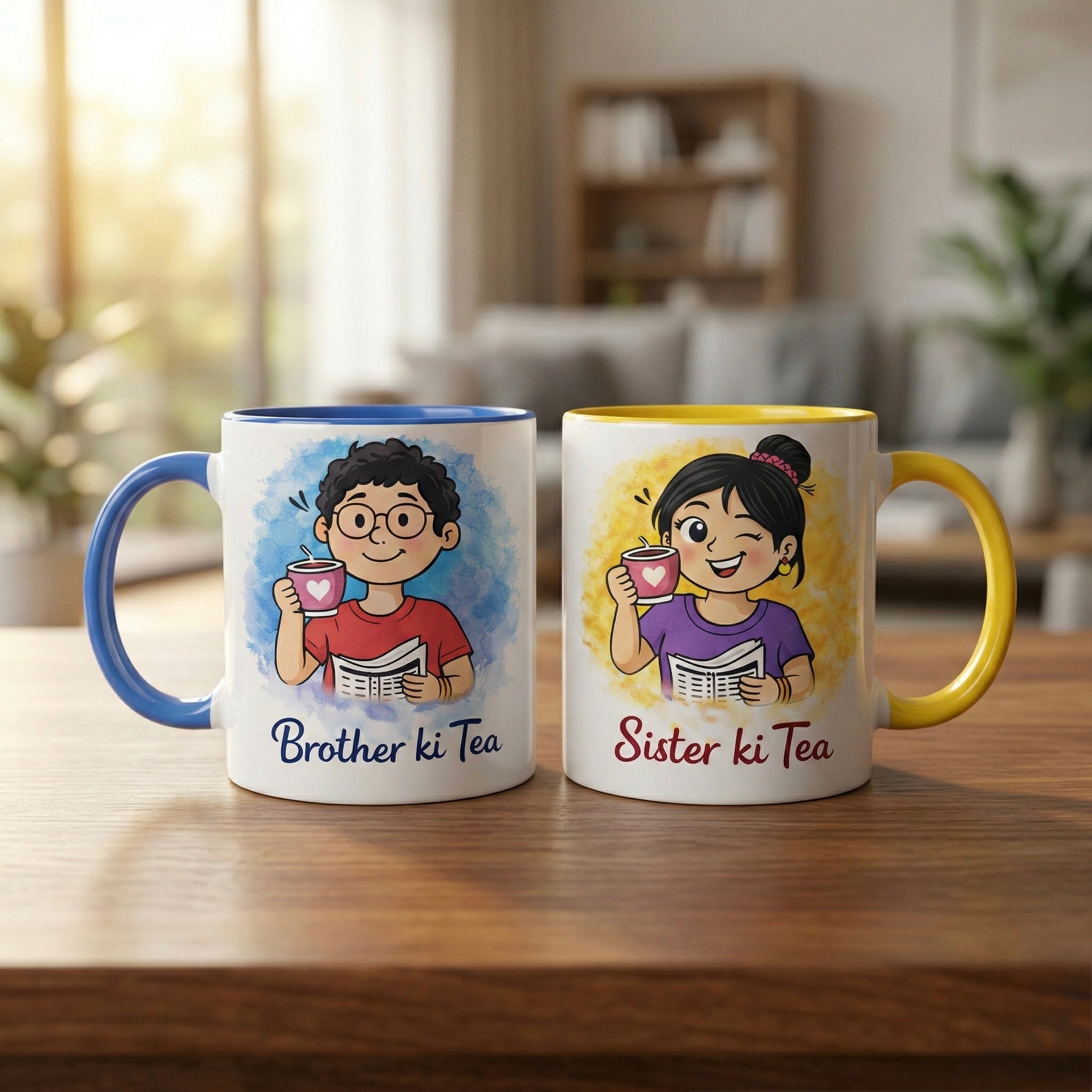 Brother Sister Mug Set of 2 – Ceramic Sibling Gift Set | Rakhi Mug India