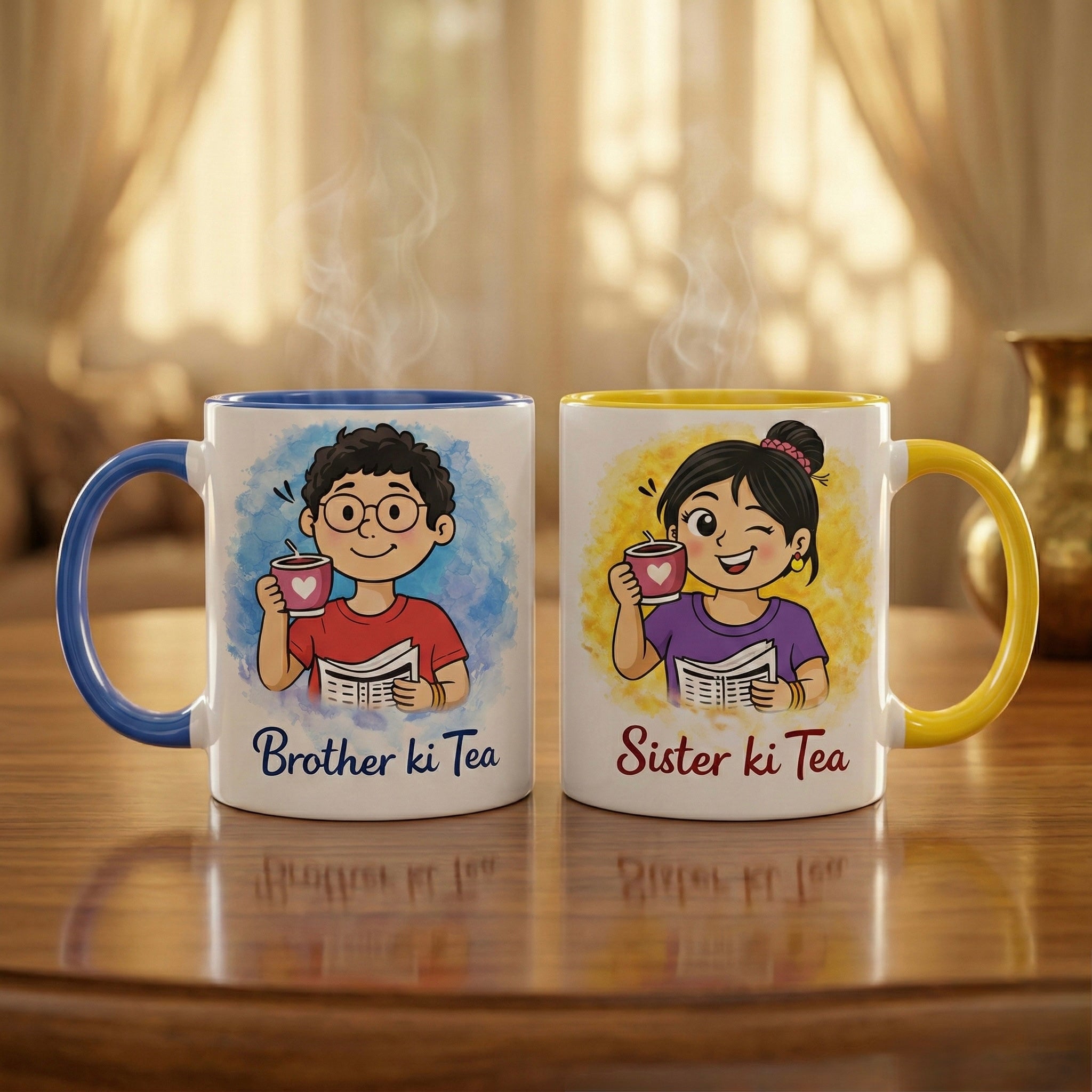 Brother Sister Mug Set of 2 – Ceramic Sibling Gift Set | Rakhi Mug India