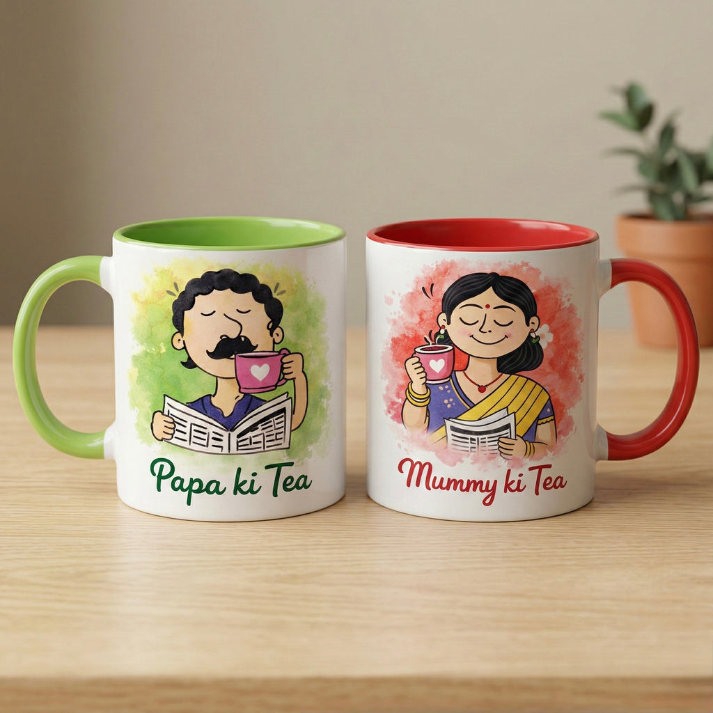 Papa Mummy Mug Set of 2 – Ceramic Gift Set for Parents | Parents Mug India