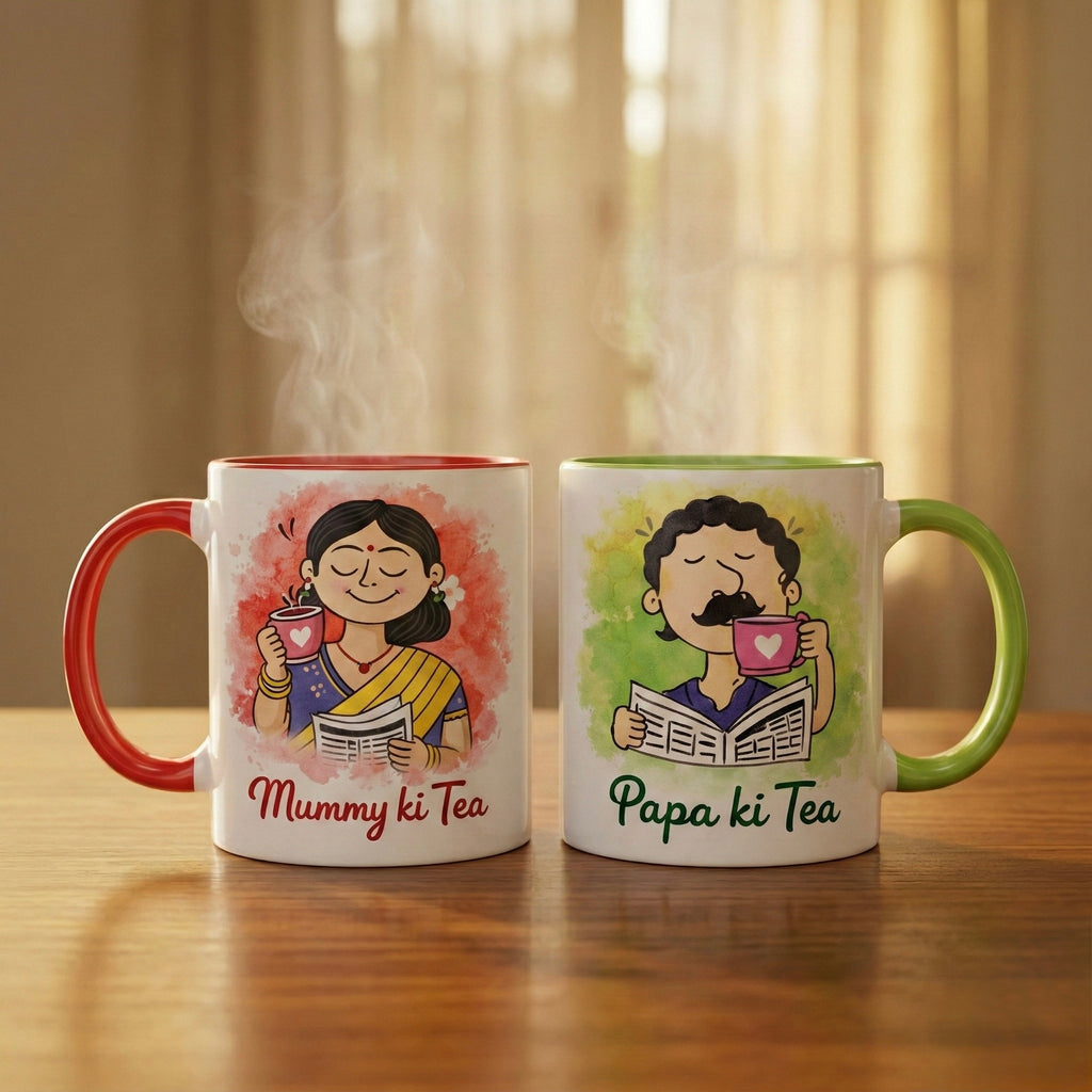 Papa Mummy Mug Set of 2 – Ceramic Gift Set for Parents | Parents Mug India