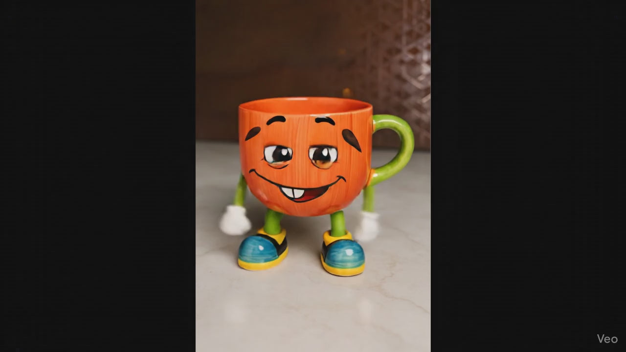 Happy Legs Ceramic Mug – Smiley Cup with Shoes